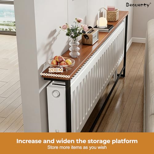Beauenty Console Table, Narrow Sofa Tables, 80cm Entryway Display Console, Side Table for Entrance, Hallway, Behind Couch (Walnut+black)