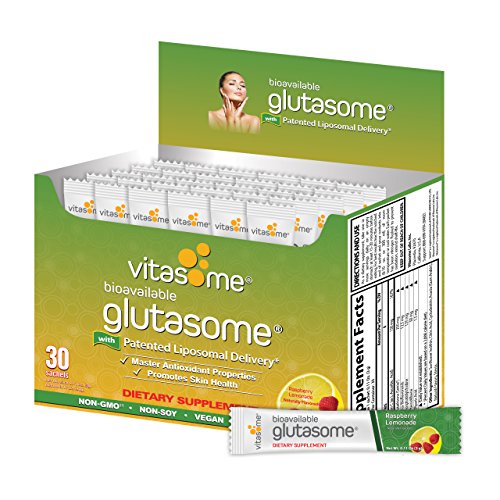 Glutasome Glutathione Liposomal Dietary Supplement for Healthy Skin,Aging, Brain Cell Health-L-Glutathione(GSH), Vitamin-C with Citrus Bioflavonoids, Pterostilbene, Sunflower Lecithin,30pk