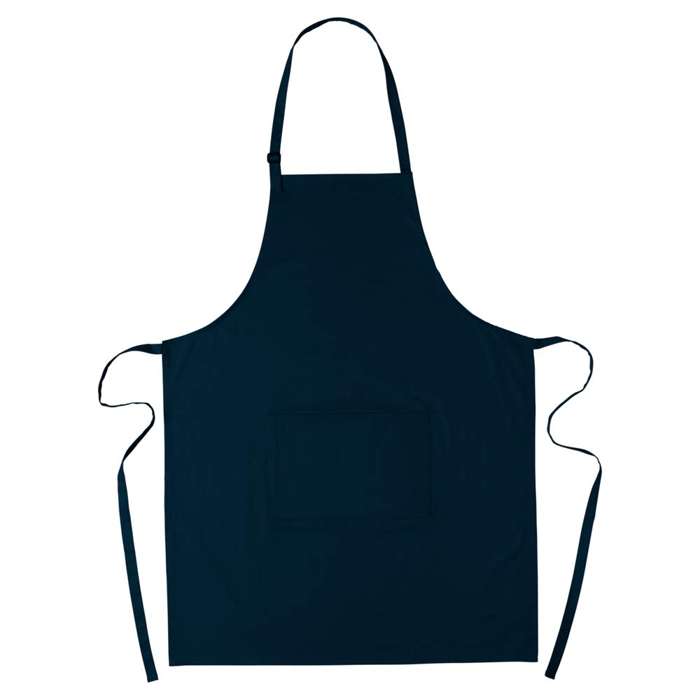 eBuyGB 1339454 100% Cotton Plain Aprons with Adjustable Neck Strap & Front Pocket Chefs Kitchen, Navy