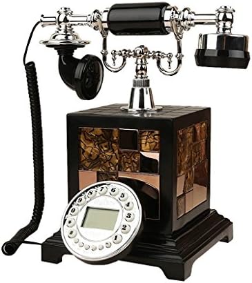 FACAIG Vintage Telephone American 70s retro black ABS speakerphone with blue screen fixed line pushbutton cable telephone inspired welcome (Color black)