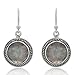 925 Sterling Silver Natural Labradorite Gemstone Rope Edge Round Dangle Hook Earrings 1.2