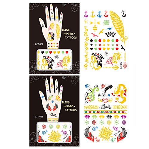 AllyDrew Metallic Body Art Hand Tattoos, Majestic