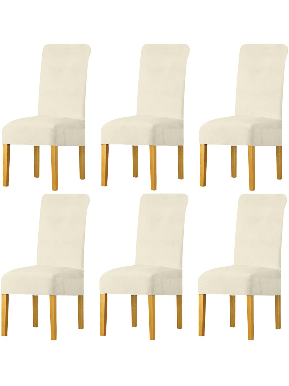 LANSHENG Dining Chair Covers Set of 6, Stretch High Back Chair Seat Protector Slipcovers, Washable Removable Kitchen Chair Covers for Dining Room (Beige, Set of 6)