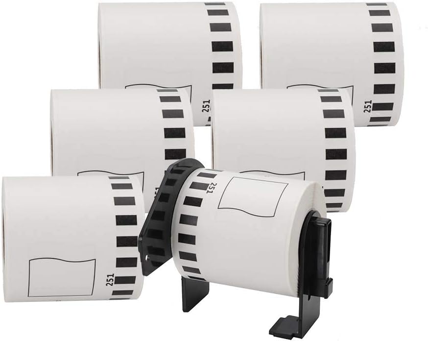 MarkDomain Compatible Label Roll Replacement for Brother DK-2251 Continuous Black/Red Label on White Papers 2.4in x 50ft with One Refillable Cartridge for QL-800, QL-810W, QL-820NWB (6 Rolls) : Office Products