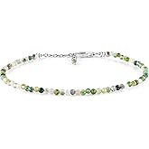 YANARA Bracelet Natural Gemstone Micro Beads Handmade Jewelry For Women Chakra Energy Crystal, Silver Plated Chain 8 inch Crystal Bracelet