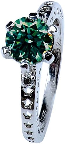 RINGJEWEL 1.66 ct Vs1 Round Real Moissanite Solitaire Engagement & Wedding Ring green Size 8