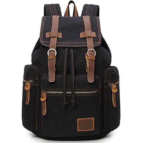 Canvas backpack vintage rucksack hiking travel outdoor shouder ba…
