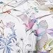 Wake In Cloud - Birds Duvet Cover Set, Sateen Cotton Bedding, Watercolor Botanical Floral Flower Tree Leaves Pattern Printed in Light Purple Lilac, with Zipper Closure (3pcs, Queen Size)