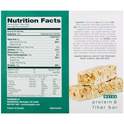 WonderSlim Protein & Fiber Bar Salted Toffee Pretzel LowCarb, 15g