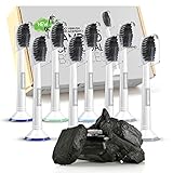 Geckone Sonicare Toothbrush Heads, 8-Pack, Bamboo Charcoal Infused Bristles, Individual Caps Included, Premium Replacement Brush Heads Compatible with Philips Sonicare