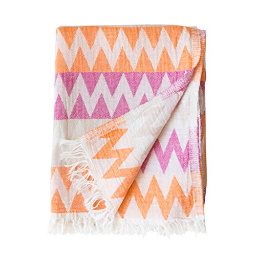 Mebien Gypsy Design Turkish towels beach pesthemal towel for bath pools spas gyms saunas. Multi-purpose throw or blanket to your couch sofa bed picnic for baby women man. 100% (Fuchsia Orange Beige)