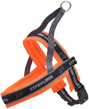 No Pull Dog Harness with Reflective Belt Padded Adjustable Orange Extra Large
