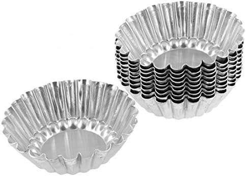 AsentechUK® 10Pcs Silver Aluminum Alloy Egg Tart Mold Cookie Pudding Mould Makers Kitchen Baking Pastry Tool (M)