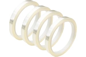 DIAO79NI 4 Rolls 5mm (0.195in) X 30m (100ft) Heat Tape (Clear),Adhesive Heat Resistant/Transfer Tape, Heat Vinyl Thermal Sublimation Press Tape,No Residue,Electronics,Soldering,Circuit Board