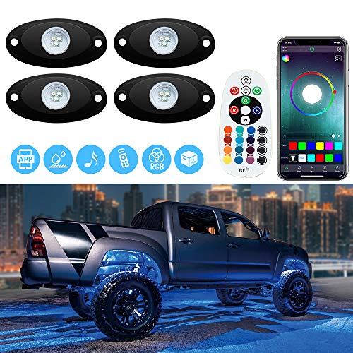 SUNPIE Rock Lights 4 Pods RGB LED Rock Lights for All Jeep Model ATV