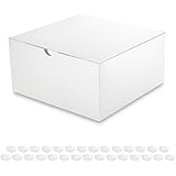 PACKQUEEN 30 Gift Boxes 8x8x4 inches, Easy Folded Gift Boxes with Lids for Gifts, Crafting, Cupcake Boxes Package, Glossy Whi