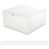 PACKQUEEN 30 Gift Boxes 8x8x4 Inches with Lids - Bridesmaid Proposal Boxes, Bulk for Light Weight Gifts, Crafting (Glossy White, Grain Texture)