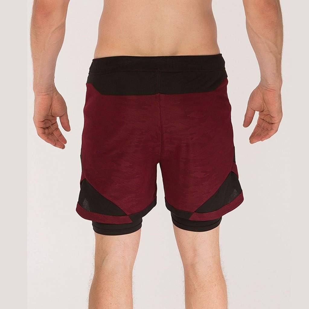 2 in 1 Quick Drying Gym Cycling Shorts with Inner Compression Mens Breathable Running Short Zip