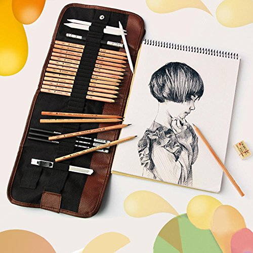 Sketch Pencils Set, Treeon 29-Piece Sketch Drawing Pencil Set Sketching Art Kit for Beginner with Graphite/Charcoal Pencils, Erasers Craft Knife, Drawing Pencils Supply for Students, Kids &amp; Adults