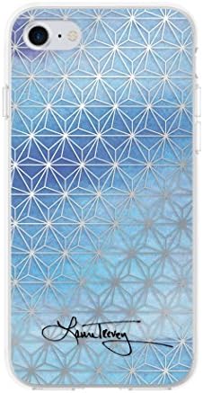 Laura Trevey iPhone 7 Plus Case, Clear Tough Case [Protective] Cover fits iPhone 7 Plus - Ombre Geometric Blue/Silver Foil