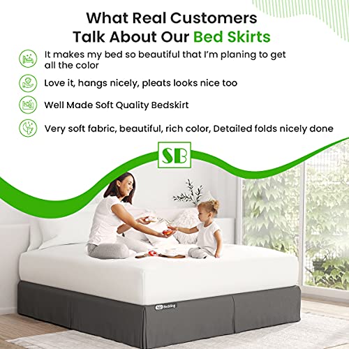 12 Inch Drop Queen Size Lt.Grey Solid Bed Skirt Split Corner Pleated