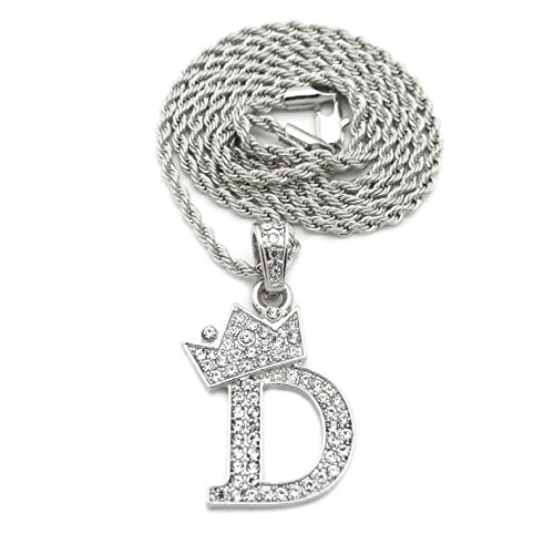 Unisex small size pave crown tilted initial alphabet letter penda…