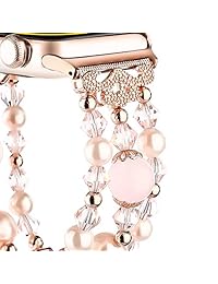 Fohuas   Pulsera elástica para Apple Watch de 1.496 in, cadena de metal, cadena elástica, correa de repuesto para iWatch Series 3 2 1