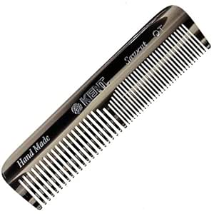 Kent OT 4.5 Inch Small Graphite Double Tooth Hair Pocket Comb, Fine/Wide Tooth Comb For Grooming Styling Hair, Beard and Mustache, for Men, Women and Kids. Saw Cut Hand Polished. Handmade in England