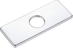 AVXBYR 6" Hole Cover Deck Plate for Bathroom Vanity Sink, 1 or 3 Hole Bathroom Faucet Escutcheon Plate, Rectangle, Stainless Steel (Chrome)