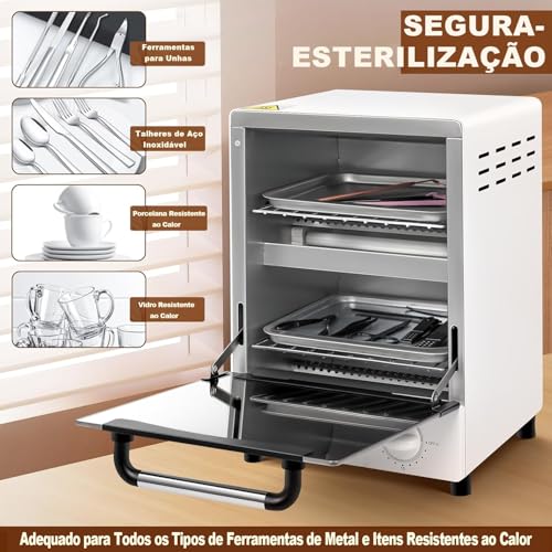 110V Autoclave para Manicure, Estufa Esterilizadora Manicure, Autoclave para Manicure, Gabinete Portátil para Cuidados com As Unhas, Esterilizadores para Ferramentas de Unha