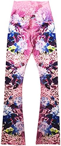 Appleletics Women's Unique Multi-Patterned Printed Maternity Flare Yoga Pants (Small, Tropical Aloha Island Fusion)