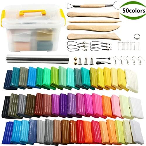 Polymer Clay, POZEAN Modeling Clay Kit 50 Colors DIY Oven Bake Clay