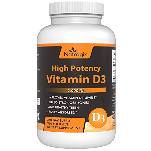 High Potency Vitamin D3 2,000 IU 360-Day Supply (Cholecalciferol) Supplement - The Formula Helps for Healthy Bones and Teeth + Calcium Absorption + Immune systems(360 Softgel)