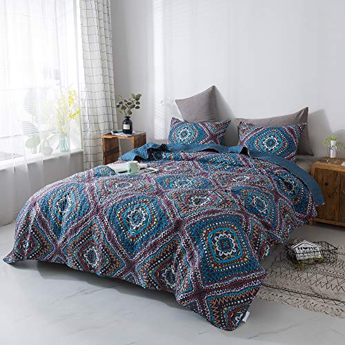 DaDa Bedding Rustic Navy Blue Native Reversible Bedspread Set