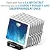 Okra 7-Port USB 16.8A Charging Station PRO [Most Powerful] Universal Desktop Tablet & Smartphone Multi-Device Hub Charging Dock for iPhone, iPad, Galaxy, Tablets [Charge 7 Tablets at Once] (White)