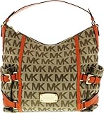 Michael Kors Women's Gansevoort Large Signature Shoulder Fabric Top-Handle Tote - Beige/Ebony/Tangerine
