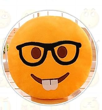 Skylofts 37Cm Studious Student Stylish Cool Emoji I Am Hungry Pillow Smiley Cushion Soft Toy (Studious Emoji)