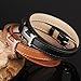 Fashion Ahead Men Women Stainless Steel 2 Layers Leather H Bracelet Belt Clasp, Black / Brown