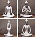 OwMell Lot of 4 Meditation Yoga Pose Statue Figurine Ceramic Yoga Figure Set Decor (White Set)