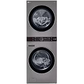 LG WashTower Stacked Smart Laundry Center 4.5 Cu.Ft. Front Load Washer &amp; 7.4 Cu.Ft. Gas Dryer in Graphite Steel WKG101HVA