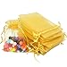 Rbenxia 100 Pcs Drawstring Organza Pouches 4 by 6 Inches Jewelry Favor Pouch Bags Wedding Party Festival Gift Candy Bag Color Gold
