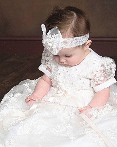 Christening Gown Baby Girl Lace Toddler Dedication Dress for Age 24 months - Thumbnail 5