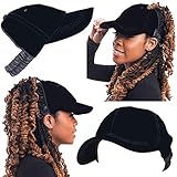 Satin Lined Baseball Hat for Women | Ponytail or Half Hair Opening | No Breakage Scrunchies Velvet Hat for Curly, Thick, Natural Hair | Natural Hair Baseball Hat in Velvet Black