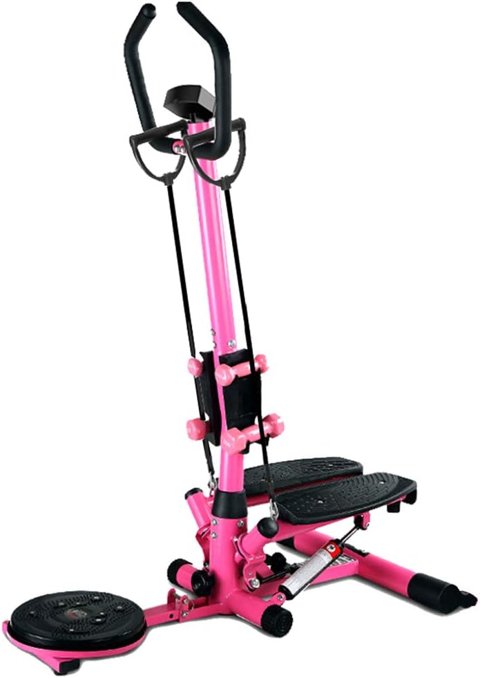 Steppers Climbing Foot Machine Handle Mini Exercise Fitness Machine Weight Loss Multifunctional Fitness Equipment (Color : Pink, Size : 38 * 92 * 120cm)