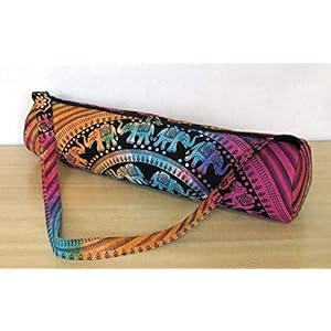 Ababilart Indian Mandala Elephant Hippie Yoga Mat Carrier Bag with Shoulder Strap