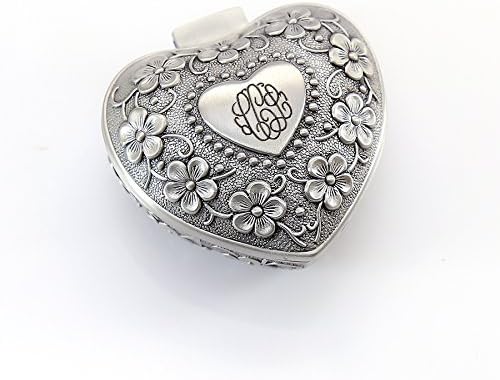 Engraved Monogram Flower Pattern Jewelry Box