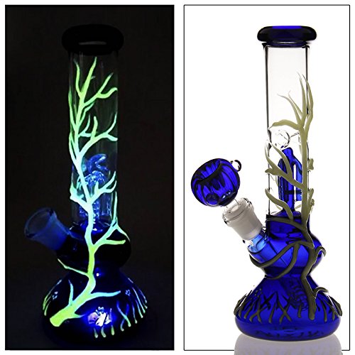 Bong Glass Beaker Bongs Grün Straight Tube Dab Rigs Glow in the Dark Wasserleitungen UV Bongs Ice Prise Glas Bongs Glows Ölpl