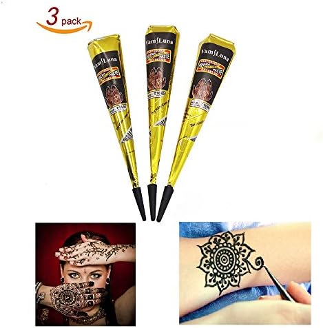 3 Pack Temporary Tattoo Paste Cone, Color Black