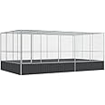 vidaXL Aviary with Silver Extension 518 x 307 x 212 cm Steel, Aviary for Birds, Parrot Cage, Large Parrot Cage, Budgie Cage