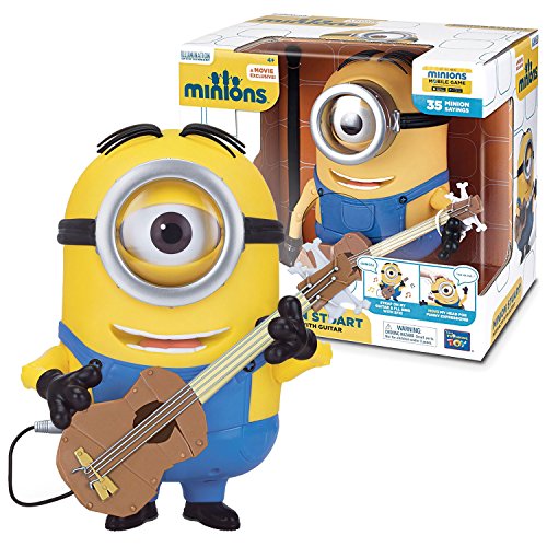 Thinkway Toys Illumination Entertainment Minions Movie Exclusive 8-1/2 Inch Tall Electronic Figure - MINION STUART Interacts with Guitar